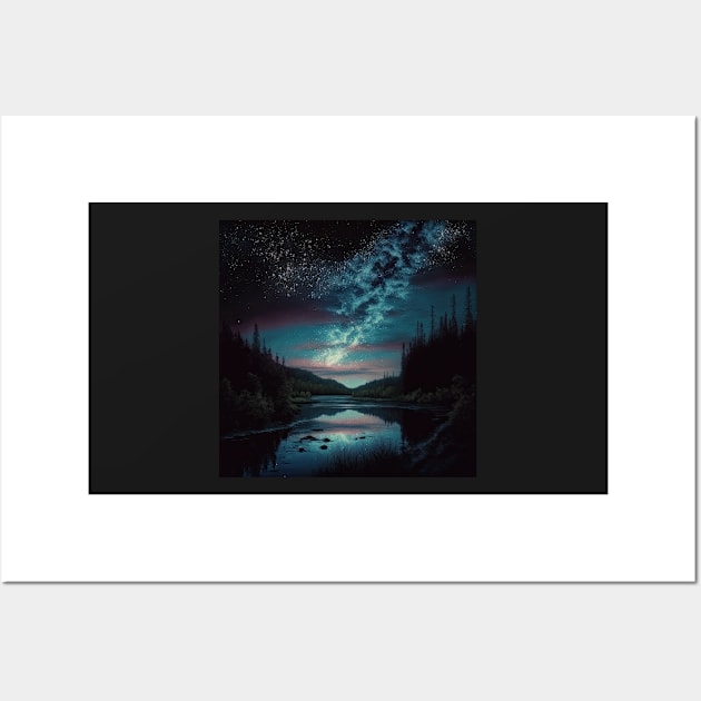 River at Night Wall Art by ArtOfArtiglio